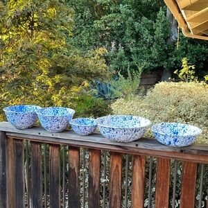 Crow Canyon Home Blue Splatterware, 5 serving bowls